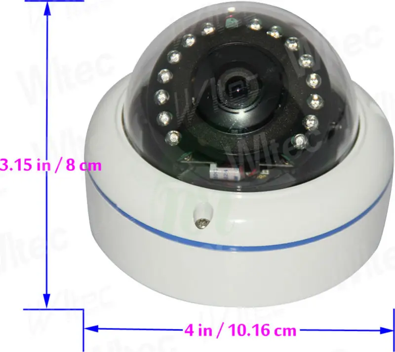 Антивандальная Купольная IP камера видеонаблюдения H.265 128G SD карта Wi Fi HD 1080P Onvif с