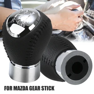 Кожаная ручка переключения передач Treyues, 5 скоростей, для Mazda 3, 5, 6, 323, 626, RX-8, Premavy, MPV, автомобильные аксессуары для стайлинга