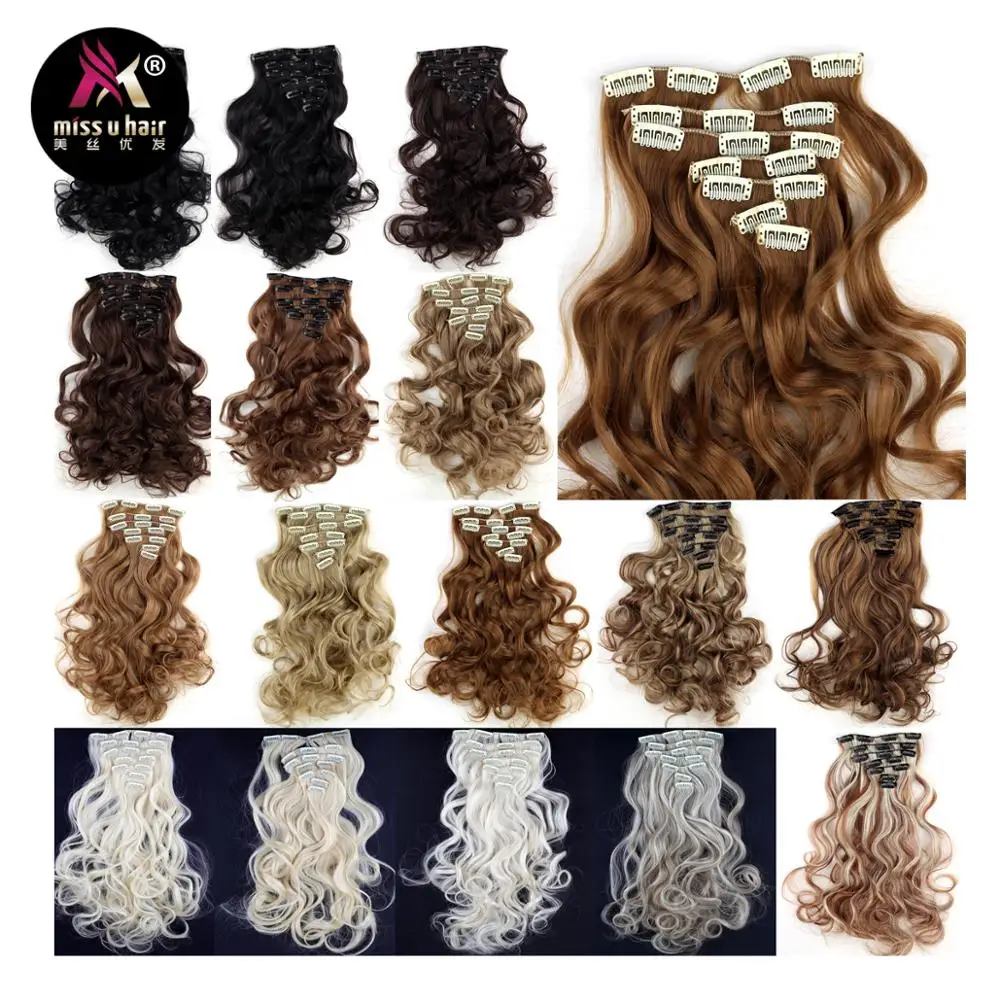 Длинные волнистые синтетические накладные волосы Miss U Hair 18 дюймов 45 см 130 г 7