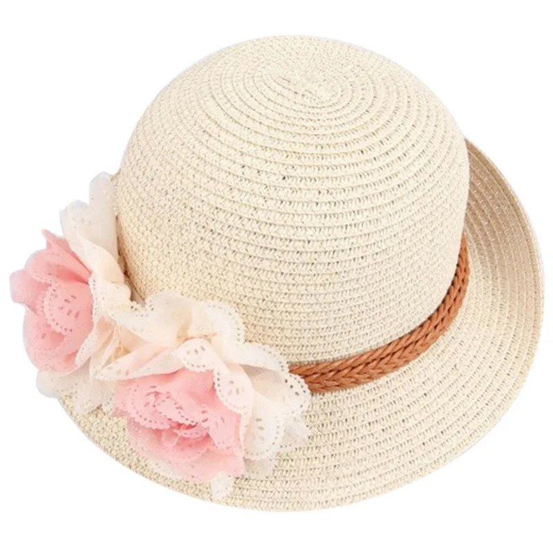 

Lovely Baby Girls Children Kids Summer Flower Sun Adumbral Straw Hat Beach Cap Kids Gift