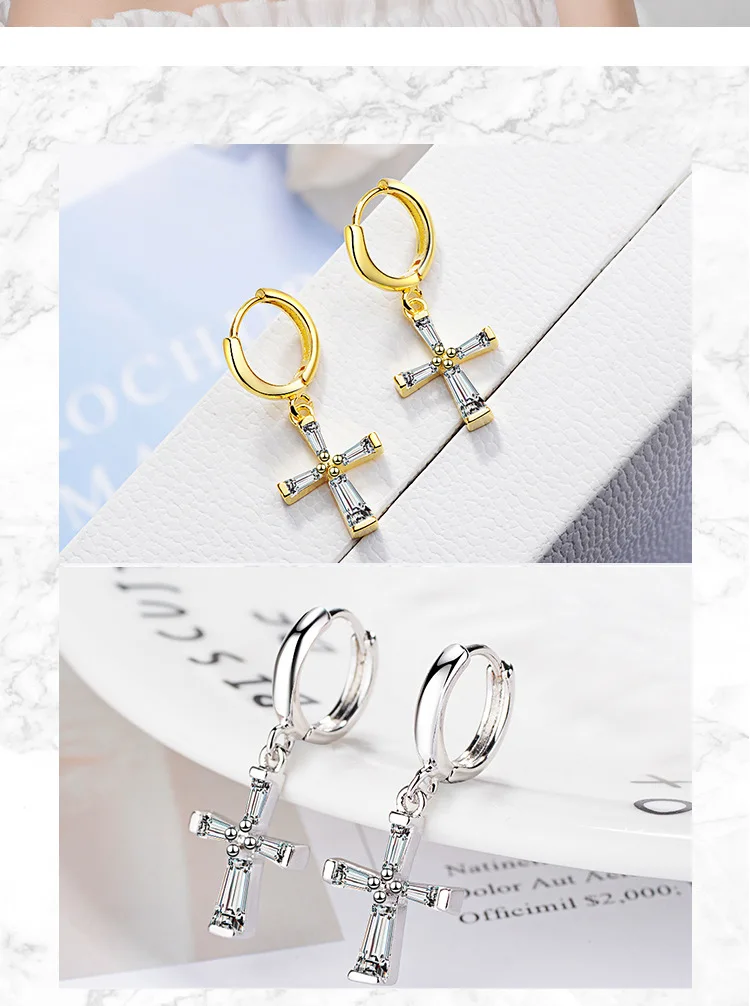 KITEAL 925 Hot 2019 silver Perfume women earrings Cross 30MM boucle doreille femme bijouterie | Украшения и аксессуары