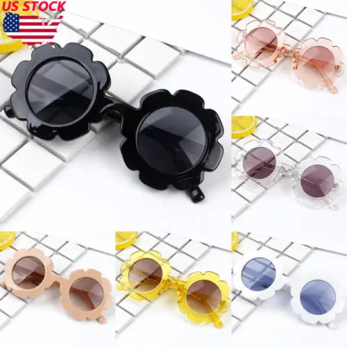 Солнцезащитные очки в винтажной вогнутой форме с цветами для маленьких