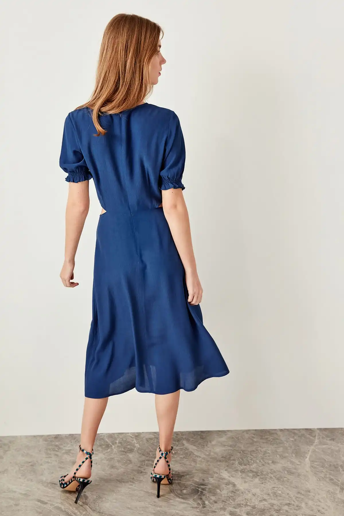 Trendyol Индиго талии платья декольте кожа TWOSS19BY0029|Женские платья| |