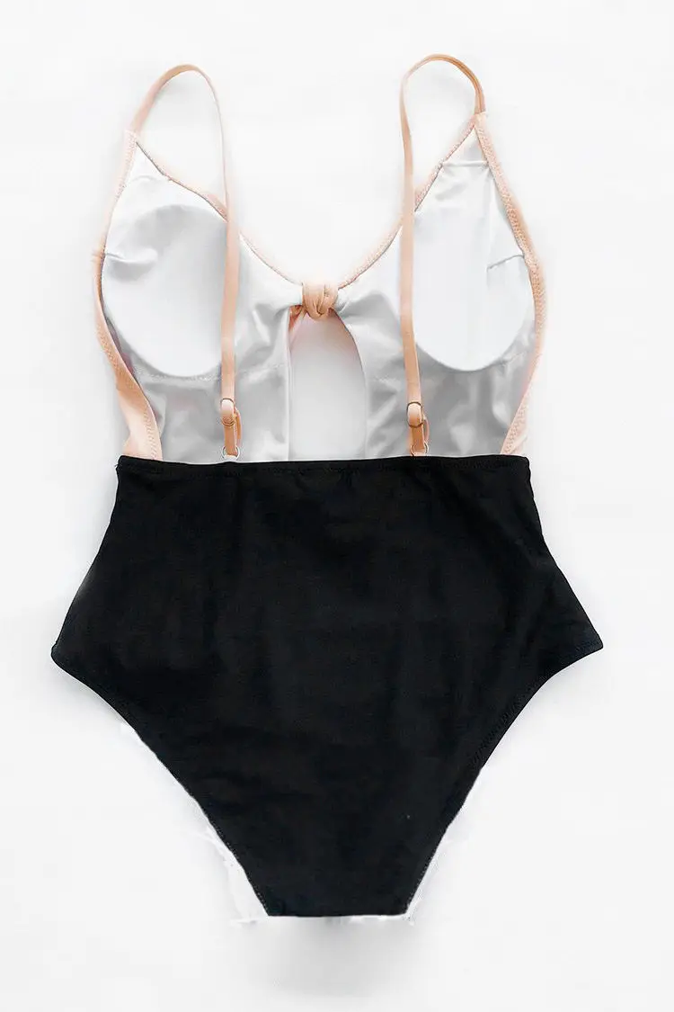 Новинка женский купальник с бантиком Цельный в стиле пэчворк монокини пуш ап купальный костюм