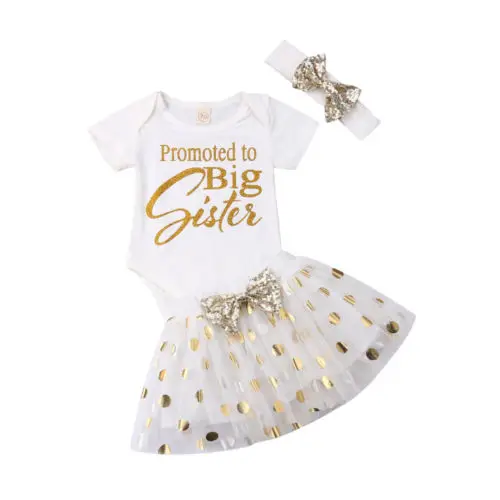 

3pcs Newborn Toddler Infant Baby Girl Clothes T-shirt Tops+Dot Skirt Outfit Clothes Children Set