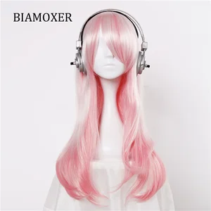 SUPERSONICO косплей парик наушники реквизит цветок ободок Супер Sonico анимация гарнитура Soni-Ani розовые длинные волнистые синтетические волосы