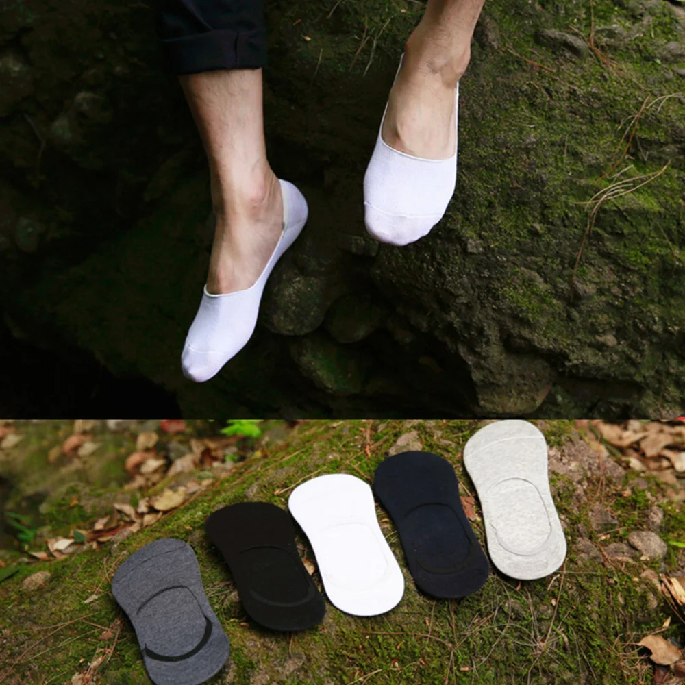

5 Pairs Men's Cotton Slipper Socks Low Cut Summer Footwear Invisible Loafer Socks Shoe Liners Footsie 39-43 One Size 043-772