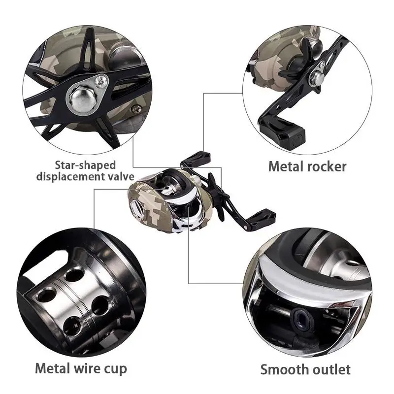 7 3: 1 высокоскоростная спиннинговая катушка для морской воды камуфляжная