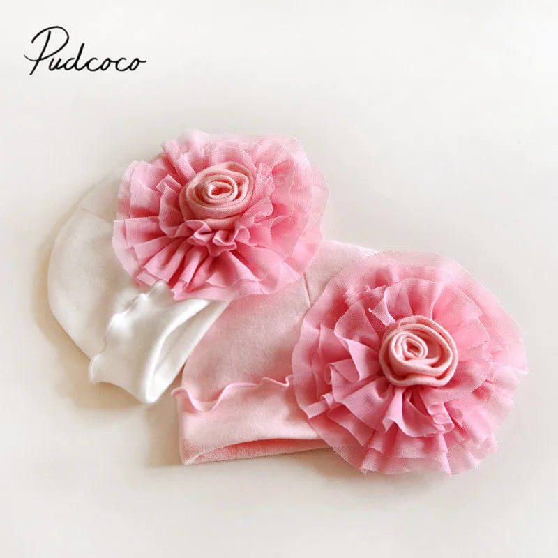 2018 Brand New Autumn Winter Kids Baby Girl Boy Hats Big Flower Princess Solid Beanie Warm Hospital Caps Gifts 0-1T | Детская одежда и