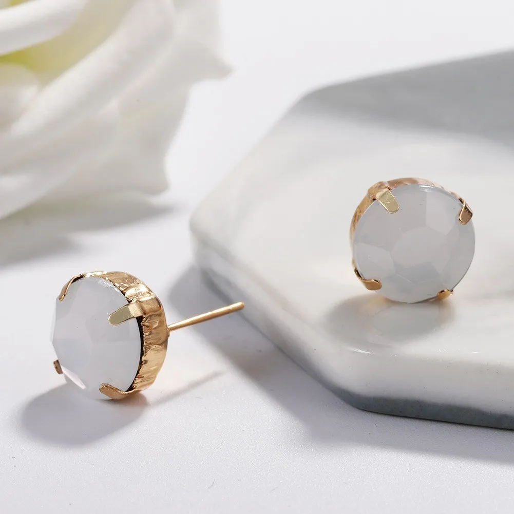 Женские серьги гвоздики с кристаллами и короной золотые простые новинка