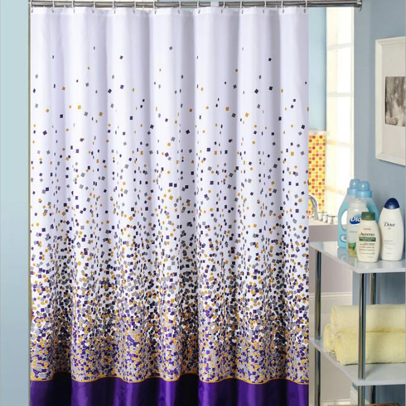 

New 240x200cm Polyester Shower Curtain Waterproof Moldproof Fabric Bath Curtains with Hooks Bathroom Use Eco-Friendly