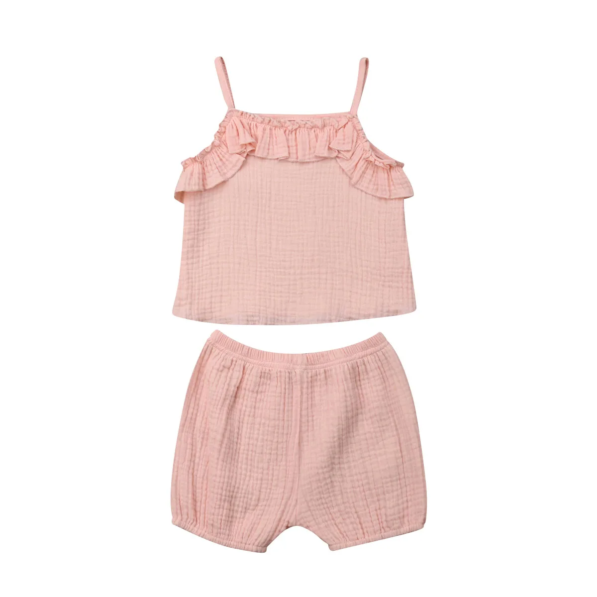 Летняя одежда для маленьких девочек жилет с оборками топы + шорты комплект из