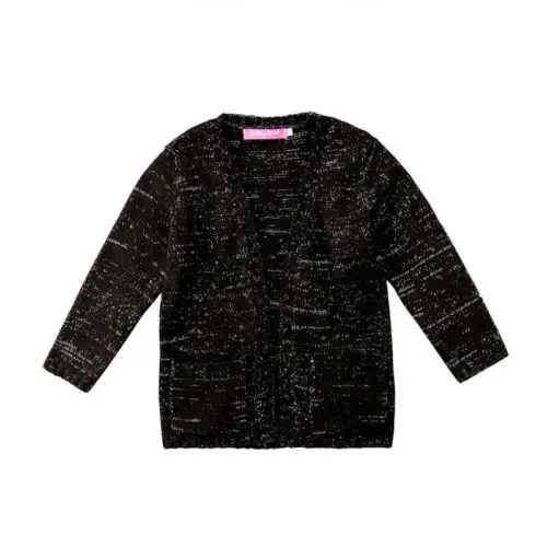 Повседневный черный вязаный свитер для маленьких мальчиков и девочек вязаная