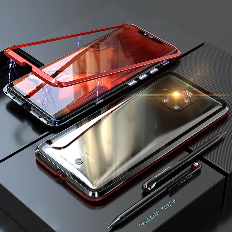 Чехол для Huawei Mate 20 Pro роскошный магнитный металлический бампер с задней