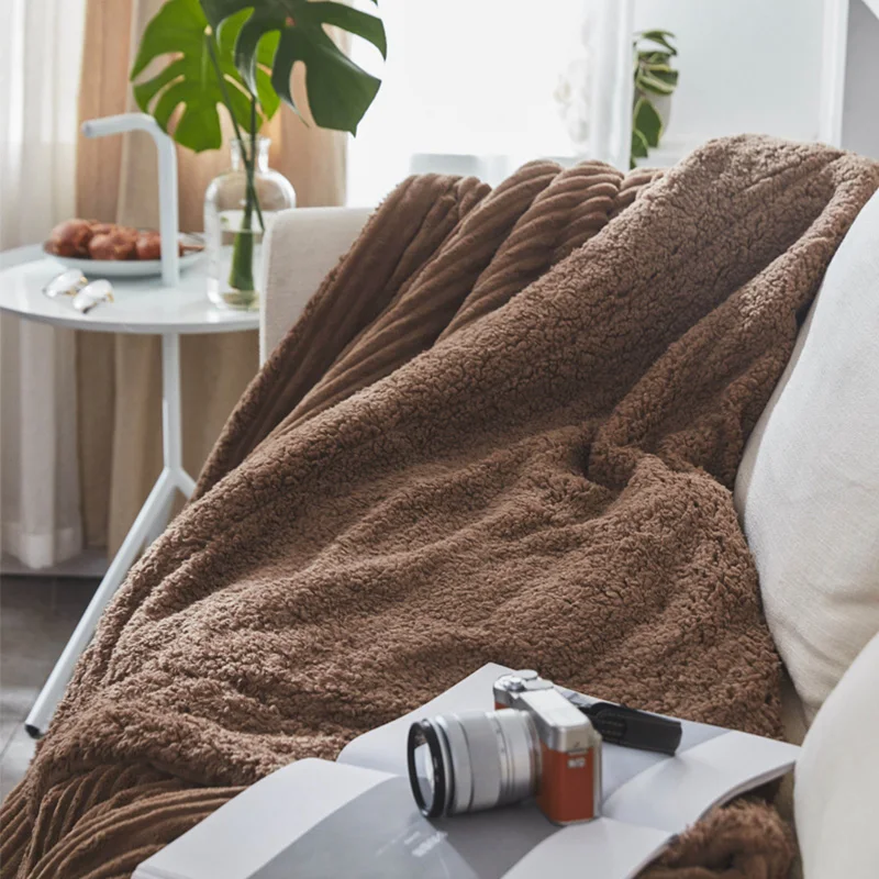 Winter Wool Velvet Blanket Ferret Cashmere Warm Blankets Fleece Super Soft Throw On Sofa Bed | Дом и сад