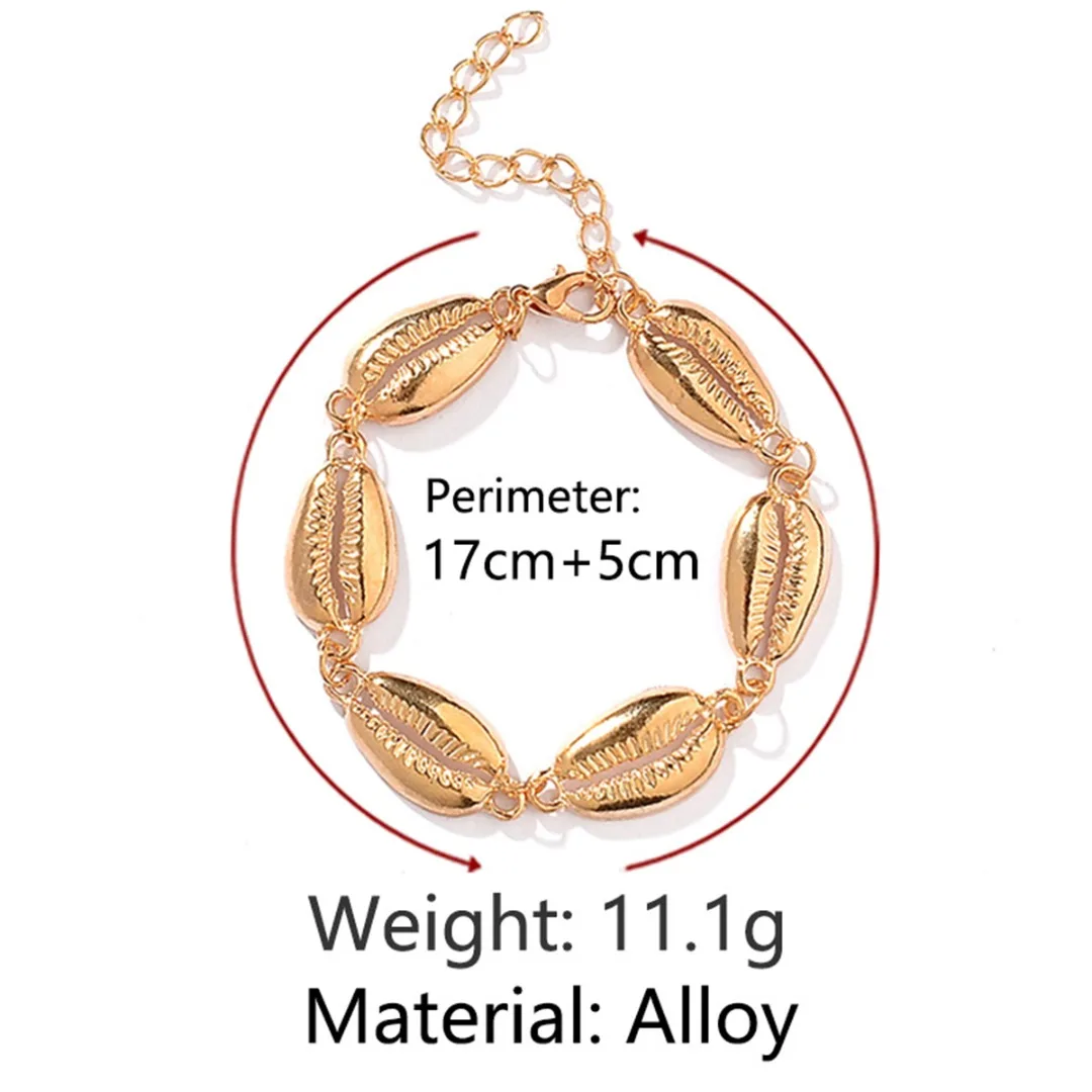 Модные популярные ювелирные изделия Cowrie Shell Браслеты для женщин золотой цвет