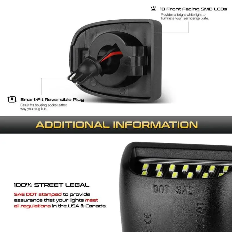 Пара 3 W 6000 K для Chevy Silverado Avalanche SMD светодиодный комплект ламп номерного знака ABS + PC