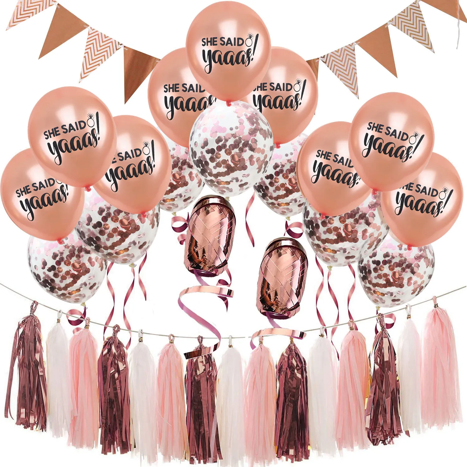 

Wedding Decoration Rose Gold Mr Mrs Heart Balloons I Love You Bunting Banners Marriage Bachelorette Party Supplies Wedding Favor