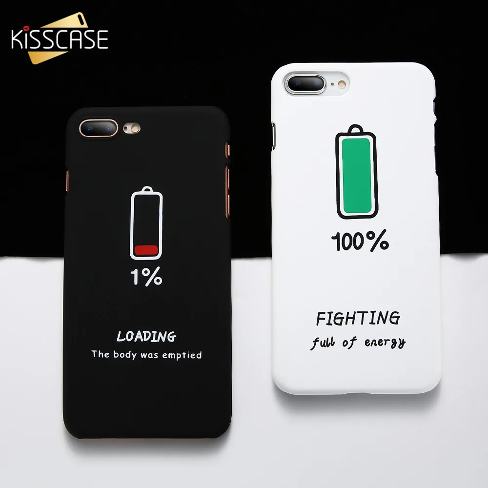 KISSCASE матовая пара чехол для телефона iPhone 8 Plus X Чехол модная батарея Жесткий PC 6 S