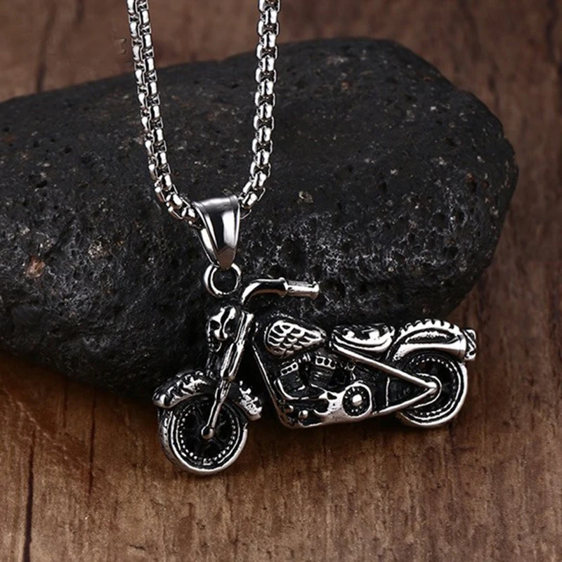 

Men's Punk Gothic Ghost Rider Pendants Rock Stainless Steel Motorcycle Motor Bike Necklaces for Male Cool Boy Jewelry