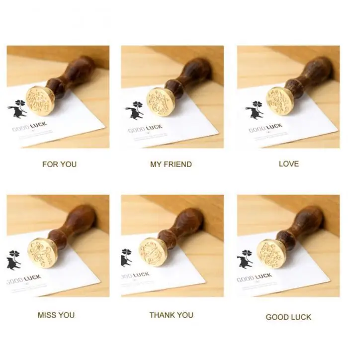 Новинка латунная головка деревянная ручка цветок воск печать штамп письмо