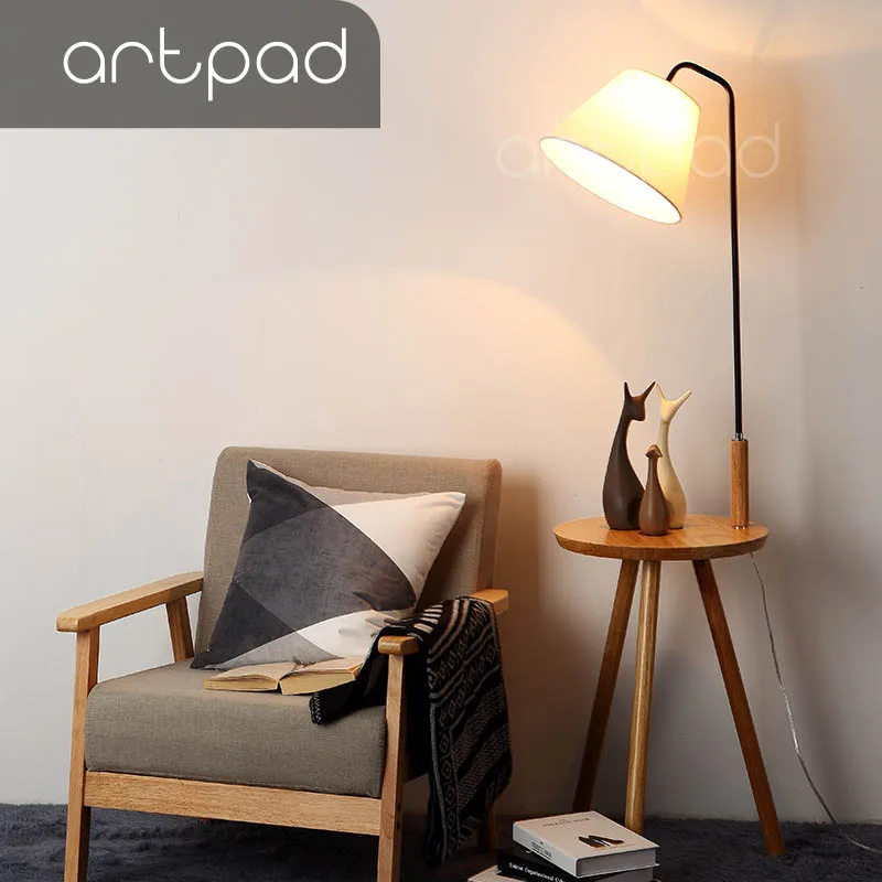 Современный фарбический абажур Artpad Напольная Лампа с деревянным столом