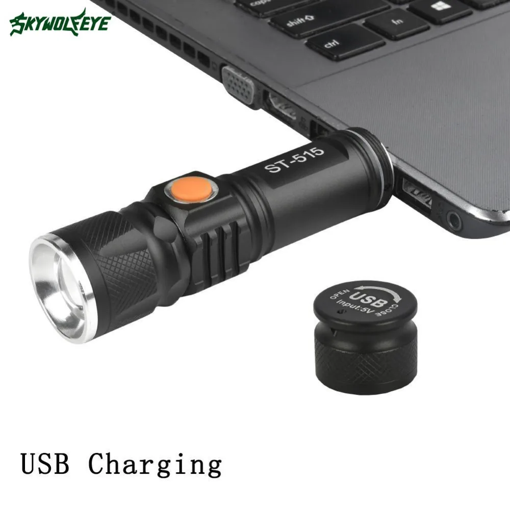 USB Перезаряжаемый T6 тактический светодиодный фонарик 2000 лм 3 режима Мощный мини