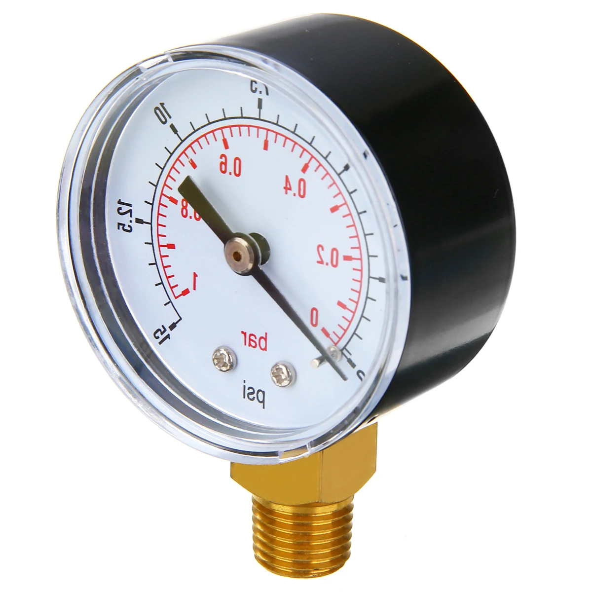 

1pc 1/4 BSPT Low Pressure Gauge 50mm 0-15 PSI 0-1 Bar For Fuel Air Oil Gas Water