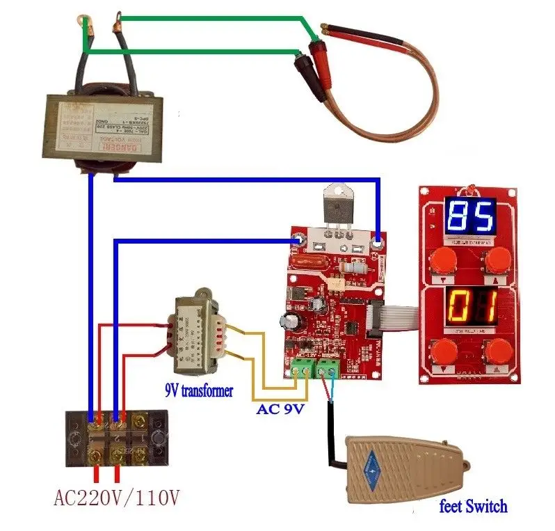 Dykb 100A/40A цифровой одиночный импульсный точечный сварочный агрегат аппарат