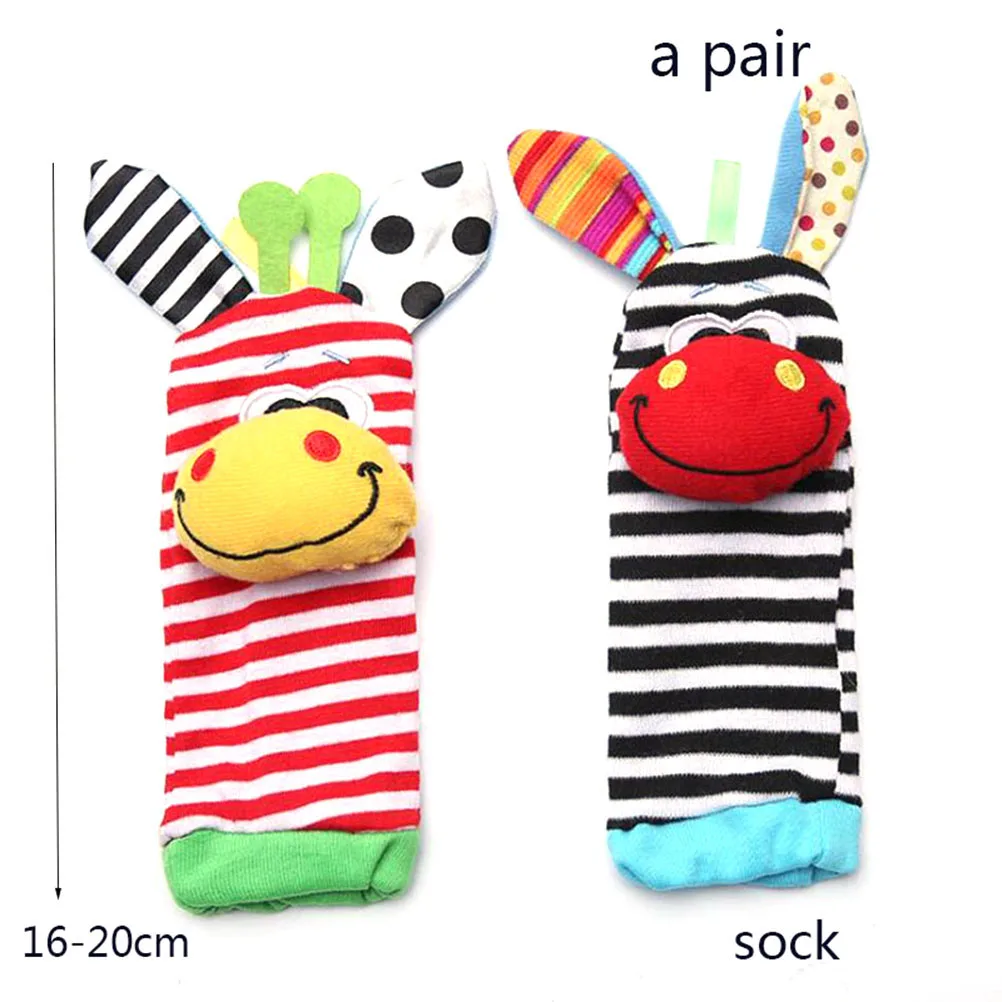 4 шт. детские наручные погремушки носки колокол полосы звук ручной погремушка на
