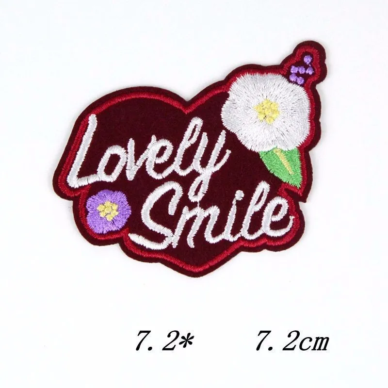 Letter Flower Embroidery Patches Iron On Applique Floral for Kids Bags Dress Clothes Cheap Lovely Smile Patchs DIY Clothing | Дом и сад
