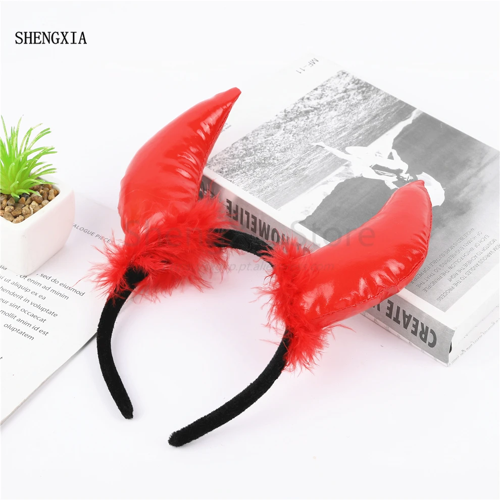 Повязка на голову дьявол Хэллоуин Высококачественная красная кожа Оксфордский