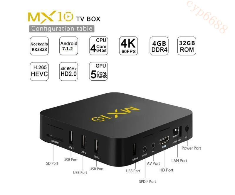 MX10 Android 8 1 Pie 4 + 32 ГБ 4K Медиаплеер Smart TV BOX четырехъядерный Wifi 2019 | Электроника