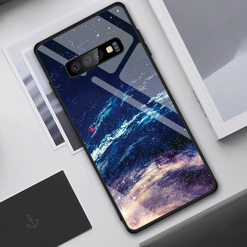 Full Pretection Tempered Glass Phone Case For Samaung Galaxy J6 J4 Plus A7 2018 S10 S9 M20 Note 8 9 S10e Pattern Back Cover |