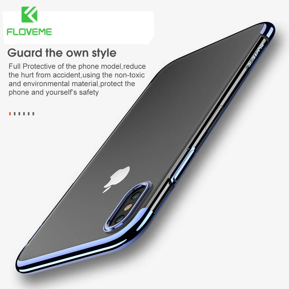 FLOVEME Transparent Case For iPhone 8 7 6 6S Original Cases Soft Frame Cover 10 X Plus Capinhas Accessories |