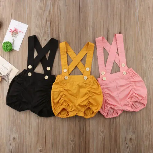 Baby Kids Girls Summer Cotton Overalls Solid Strap Romper Jumpsuit Outfits Cute Clothes | Мать и ребенок