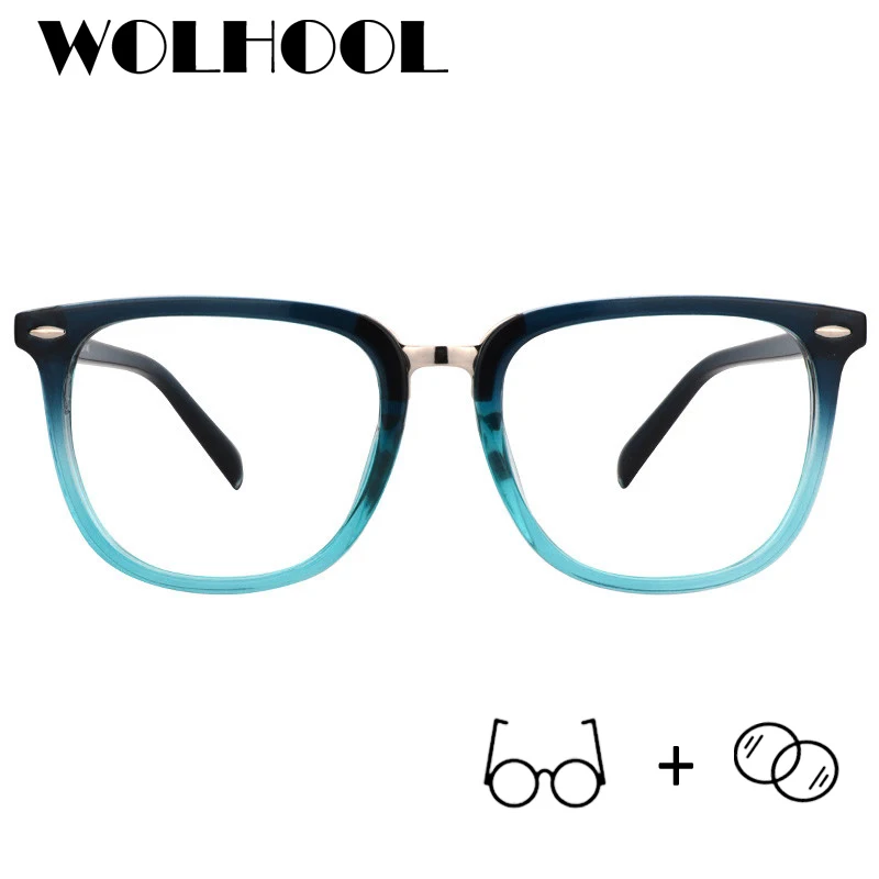 2018 New Square Optical Glasses Clear Lens Myopia Men Blue Eyeglasses Prescription Spectacles |