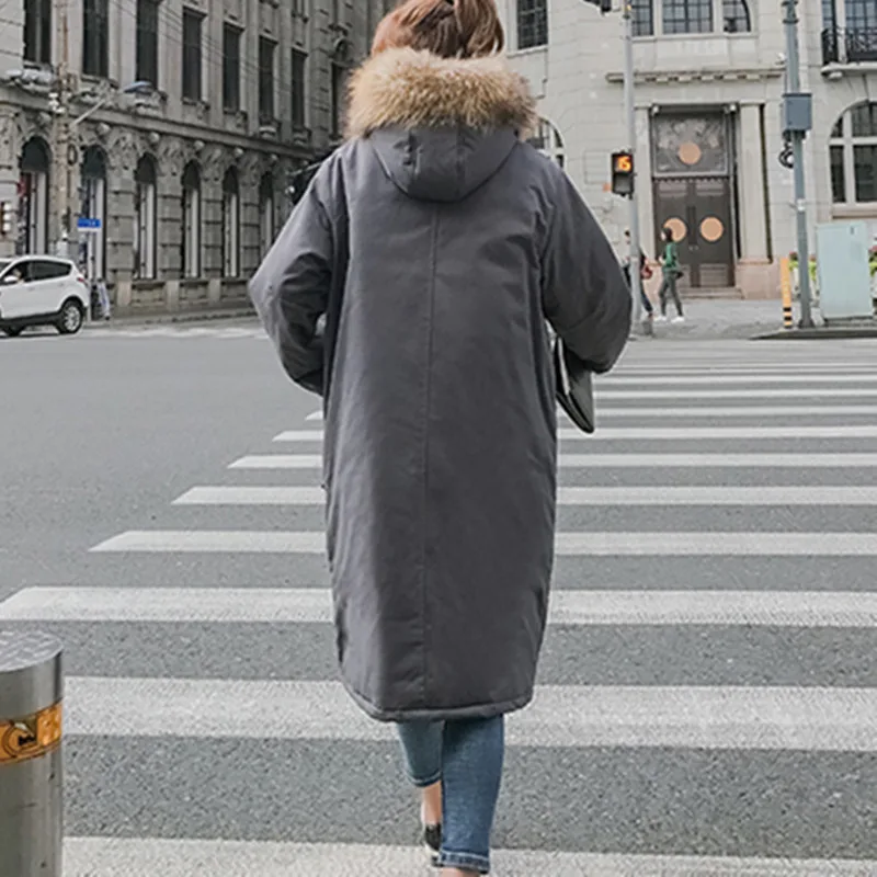 2018 New Plus Size Winter Jacket Women Hooded Fur Collar Parkas Thicken Warm Cotton Fashion Loose Long Coat Wadded LS40 | Женская одежда