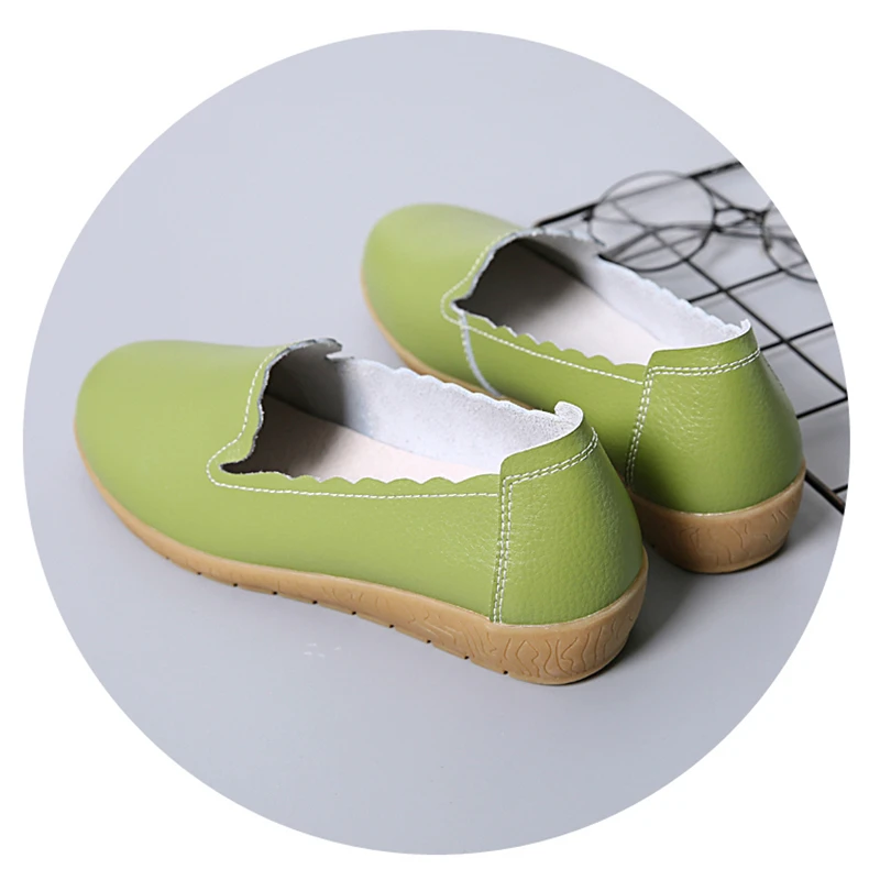 Весенние женские слипоны на плоской подошве Цвет зеленый tufli scarpe donna Повседневная
