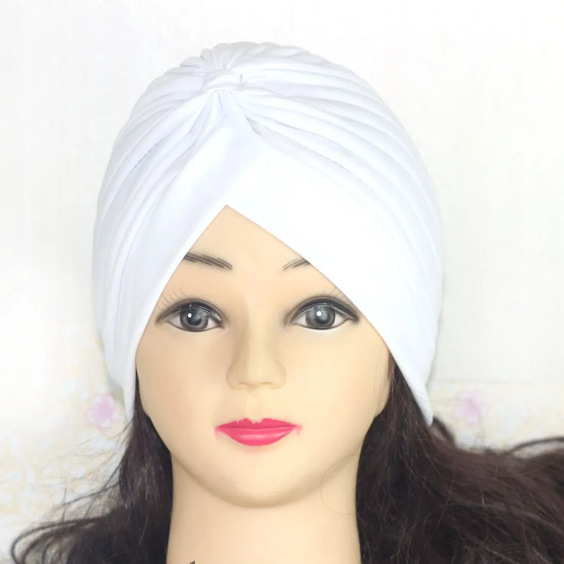 

Women Men's Stretchy Turban Hats Pleated Indian Caps Beanies Casual Soft Plain Weave Chemo Hats Headpiece Head Accessories