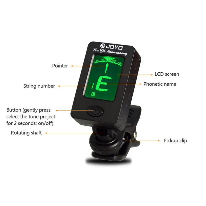 JOYO Акустическая гитара тюнер укулеле Скрипка бас Универсальный регистратор