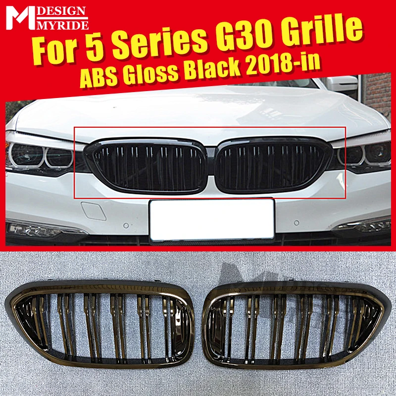 1 пара G30 решетка M Style ABS глянец Черный 5 серия 520i 530i 540i 550i xD передние грили 2 планка