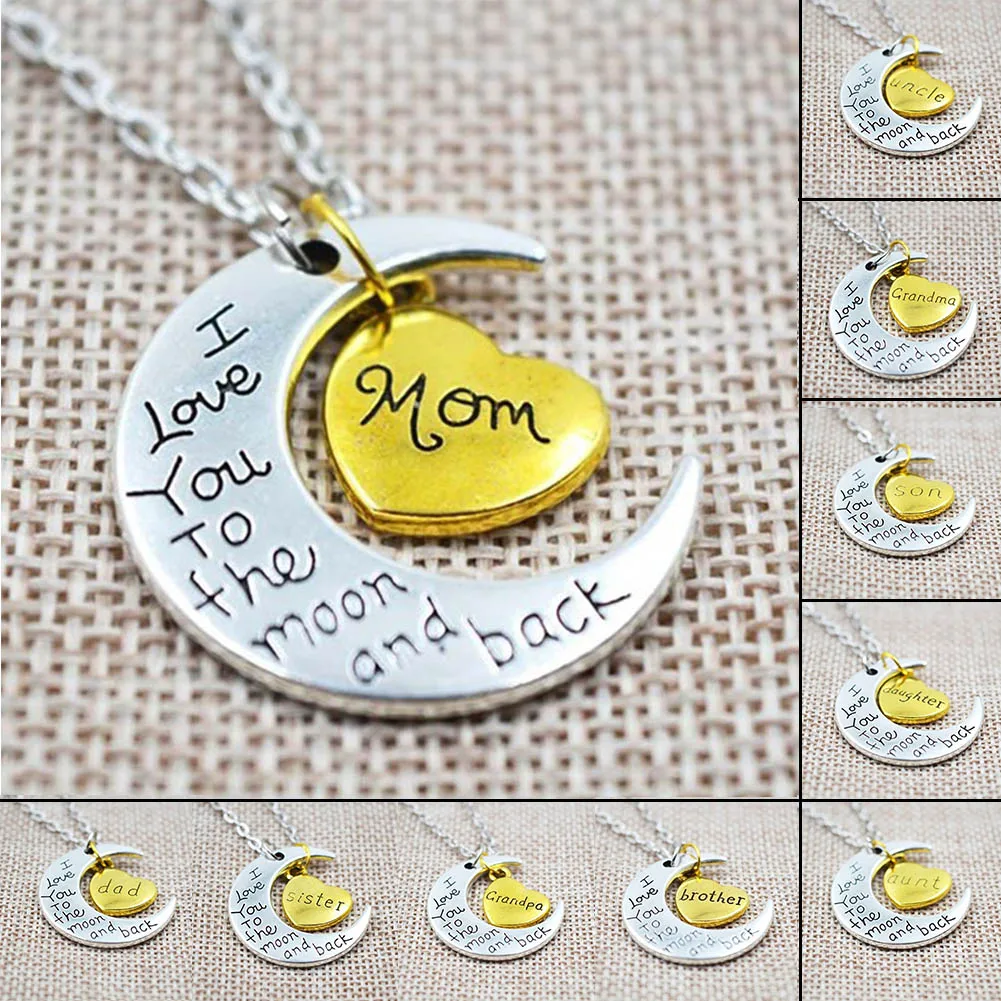 Модное ожерелье с надписью I Love You To The Moon Back Heart серебряное подвеской подарок для