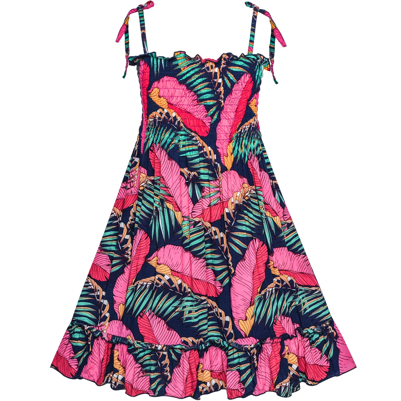 Sunny Fashion платья для девочек платье Цветок Девушка Платье красный Листья Копченый