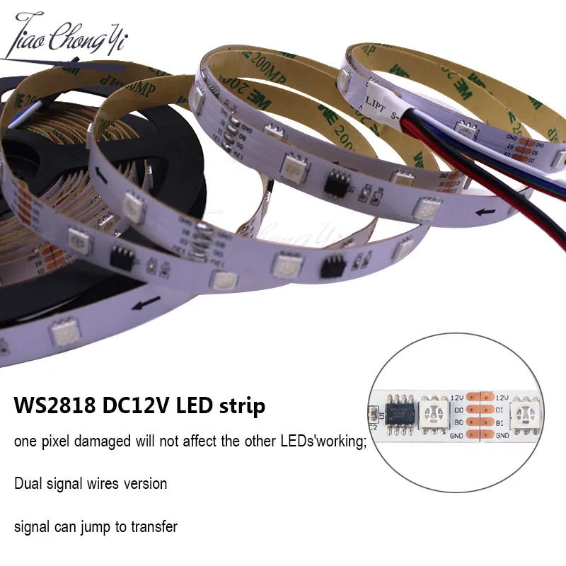 Светодиодная лента WS2818 IC 5 м 150 светодиодов 12 В 5050 RGB полноцветная непрерывная