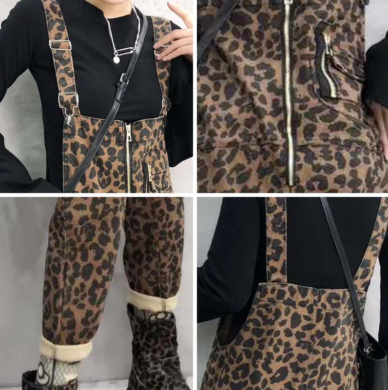 

Female Leopard Print Sexy Jumpsuit spring Casual Overalls For Women Harem Rompers Pants Camouflage Suspender bib pants A9307