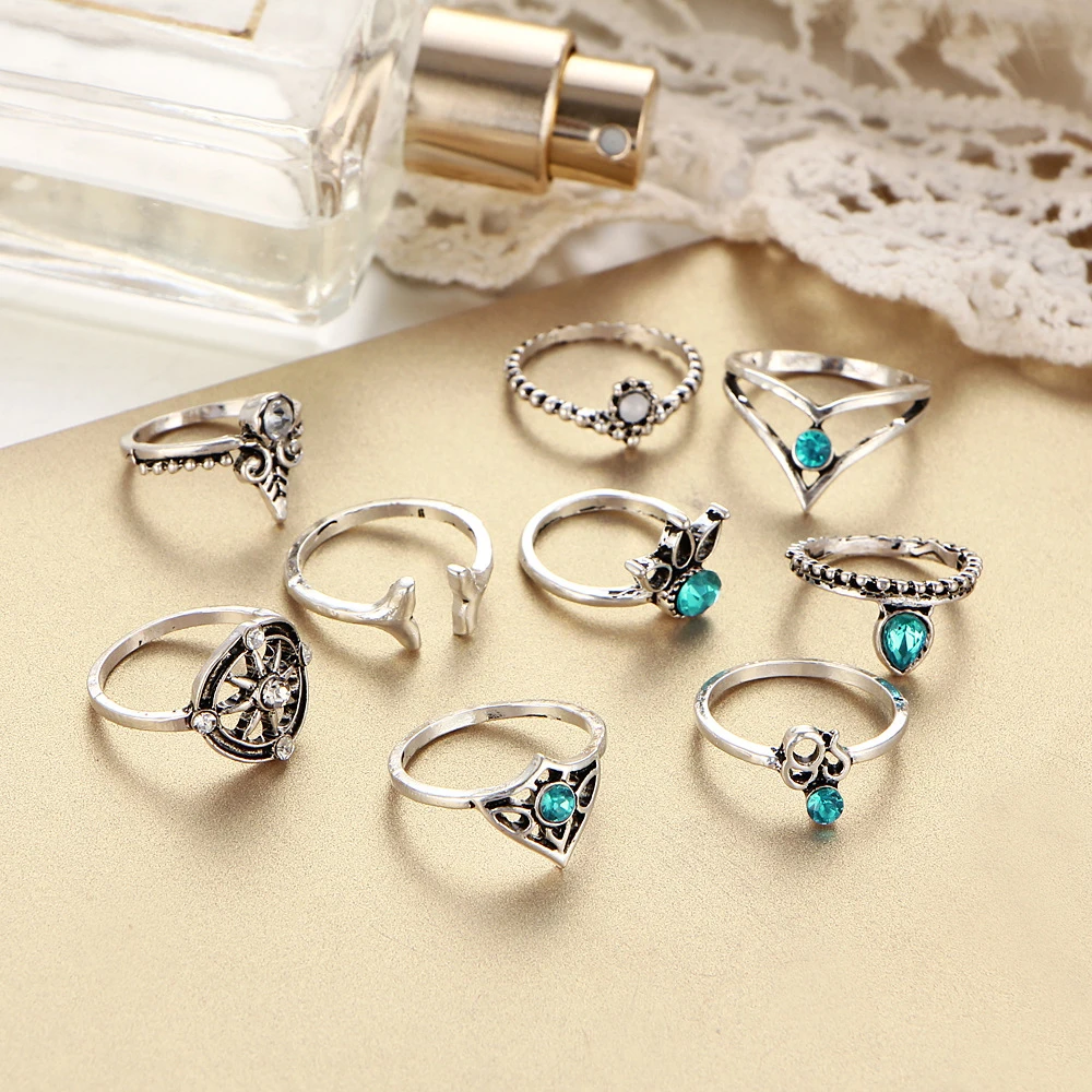 Женский набор колец 9 шт. ювелирное изделие модное кольцо в виде руля стиле ретро