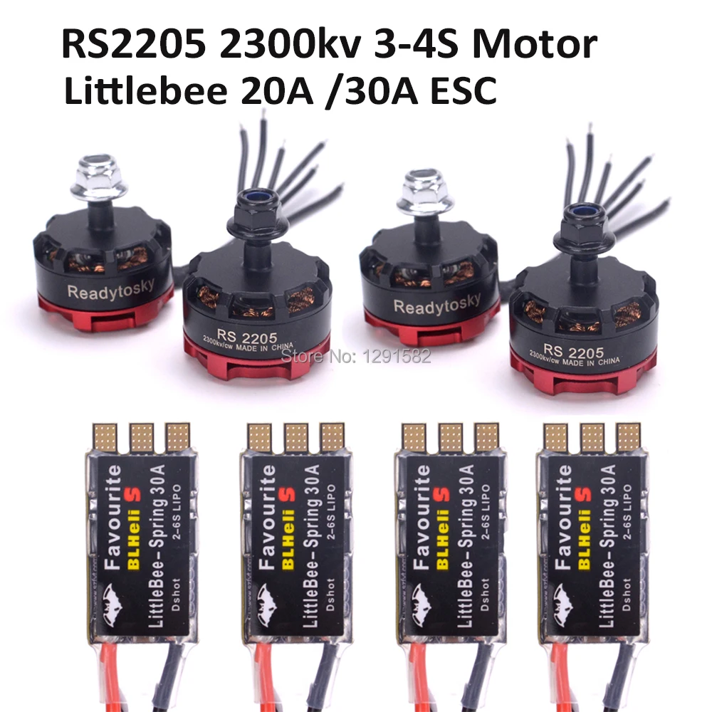 LittleBee 20A S / 30A blheli _ OPTO ESC & RS2205 2300KV motor 3 4S для Nova 235 мм QAV R 2 220 260 300 RC FPV Квадрокоптер|motor
