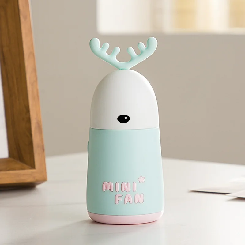 Portable Handheld Fan Desktop Mini Cute Cartoon Deer Ear Shape Charging Light | Бытовая техника