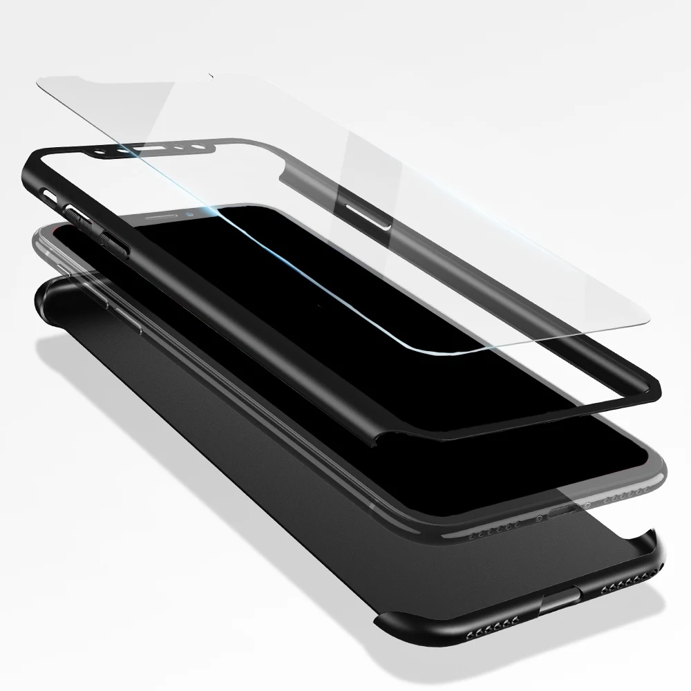 KISSCASE 360 чехол для iPhone 6 S 7 8 плюс 5 5S XR XS макс. закаленное стекло спереди задняя